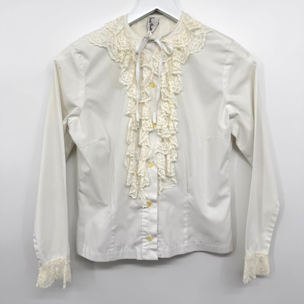 Vintage 70s Top Shirt Blouse Size S M Coquette Ethereal Prairie Victorian Fairy